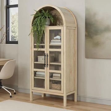  Furniture of America Gateshead SL-AC8001NT-3A Arched Cabinet IMAGE 1