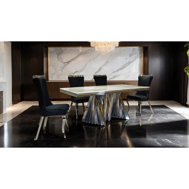  Furniture of America Basilicata FM33001SV-T-7PC-12BK 7 Pc Dining Table Set IMAGE 1