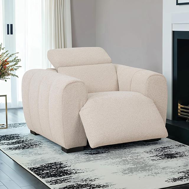  Furniture of America Thaddea CM9934WH-CH-PM Power Recliner IMAGE 1