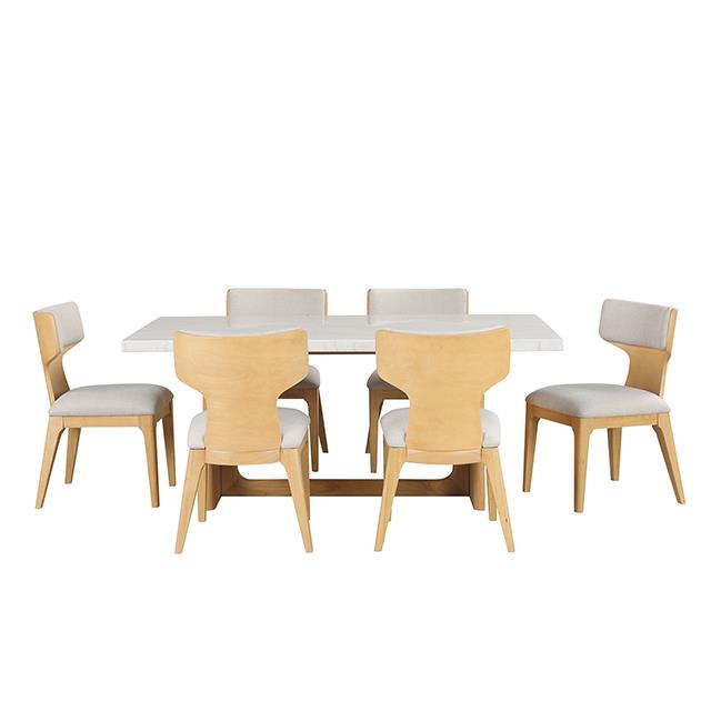  Furniture of America Caerwys FM34004NT-T-7PC 7 Pc Dining Table Set IMAGE 4