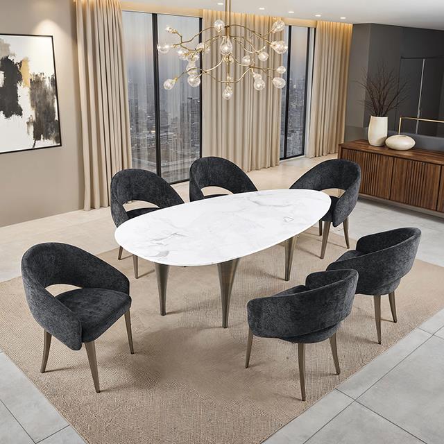  Furniture of America Ciaran FM37024WH-OT-TABLE Oval Dining Table IMAGE 1