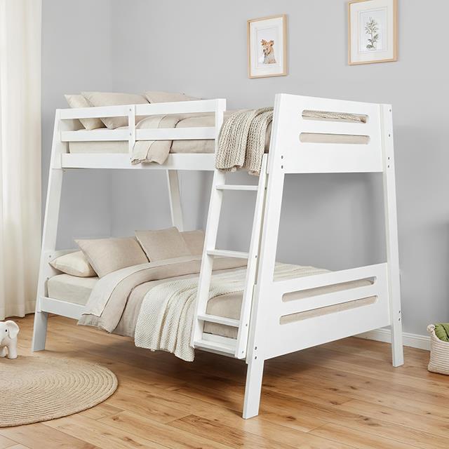  Furniture of America Kallen FM-BK206WH-TF-BED+M6 Twin/Full Bunk Bed & Mattress IMAGE 1