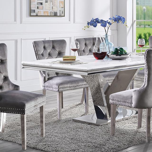  Furniture of America Valdevers CM3294T-SS-TABLE Dining Table IMAGE 1