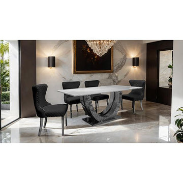  Furniture of America Portanova FM33003SV-T-7PC-14WH 7 Pc Dining Table Set IMAGE 1