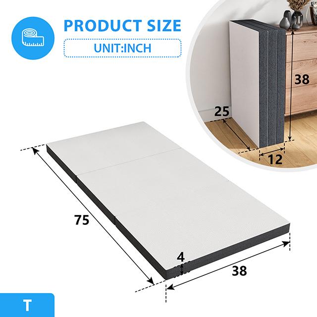  Furniture of America Hollyhock DM1004-T 4" Twin Tri-Fold Memory Foam Topper IMAGE 8