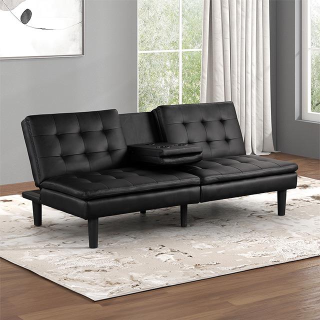  Furniture of America Eidsberg FM2908BK Futon Sofa Bed IMAGE 1