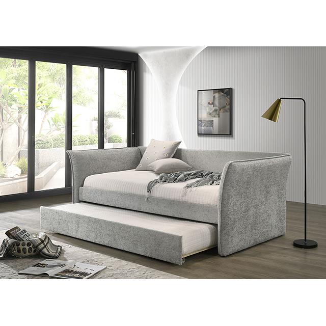  Furniture of America Yuri FM1203GY-BED Twin Daybed with Trundle IMAGE 1