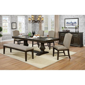  Furniture of America Faulk CM3310T-6PC 6 Pc Dining Table Set with Bench IMAGE 1