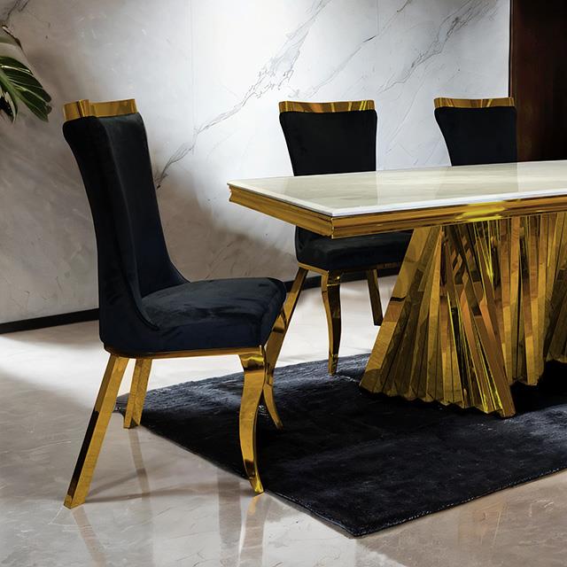 Furniture of America Basilicata FM33001GD-T-7PC-13BK 7 Pc Dining Table Set IMAGE 3