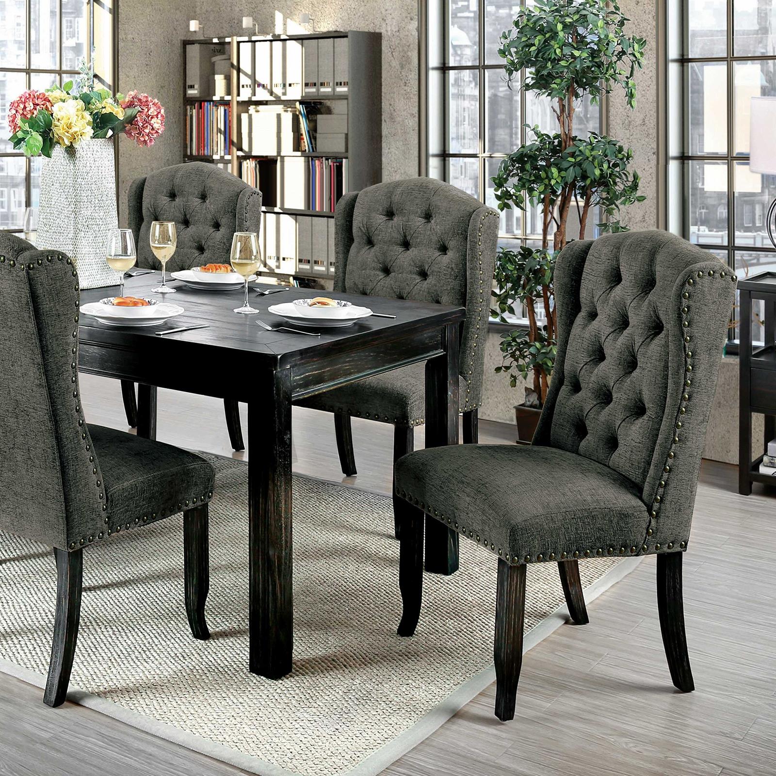  Furniture of America Sania CM3324BK-T-84-GY-9PC 9 Pc Dining Table Set IMAGE 1