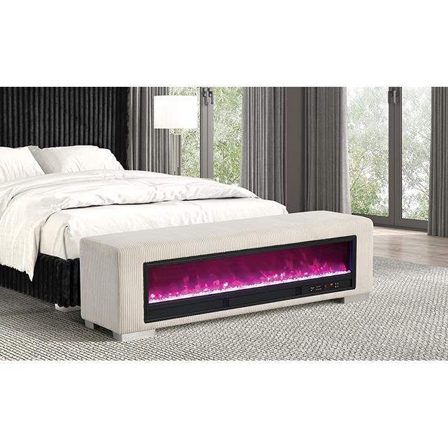  Furniture of America Elnath FM-BN6001BG Bench with Visual Crystal Fireplace IMAGE 1