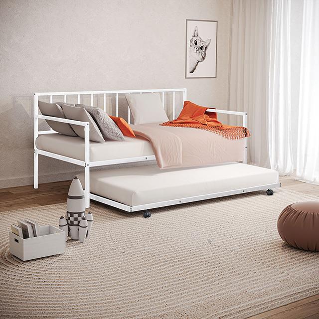  Furniture of America Harmon FM1001WH Metal Daybed IMAGE 2