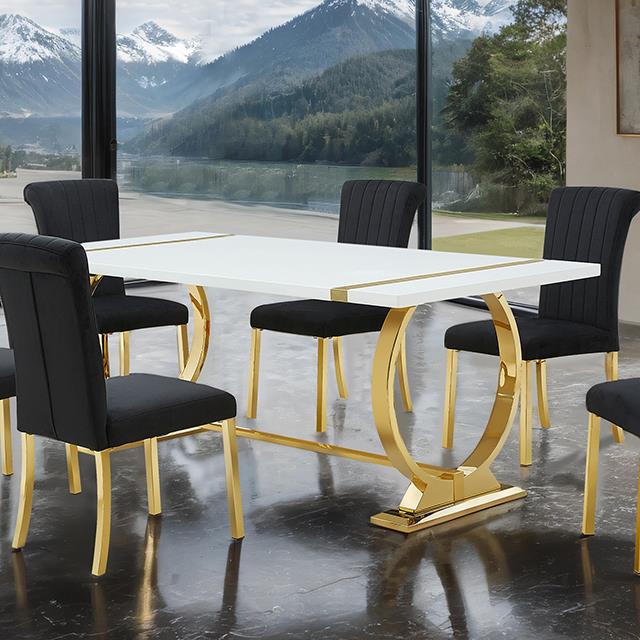  Furniture of America Holbaek FM37008GD-T 80" Dining Table IMAGE 1