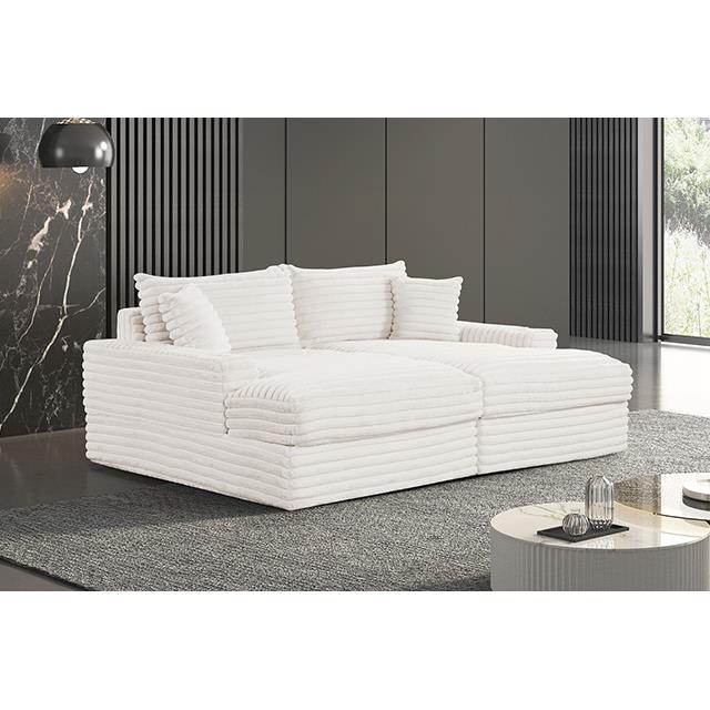  Furniture of America Tavedestrand FM6900WH-PK Double Chaise Sofa IMAGE 1