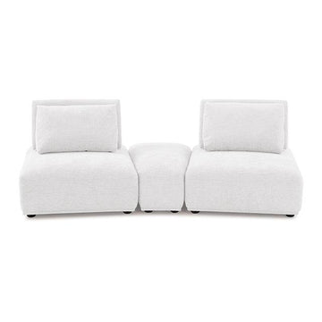  Furniture of America Stavanger FM63001WH-D Curved 2-Seater with Ottoman IMAGE 1