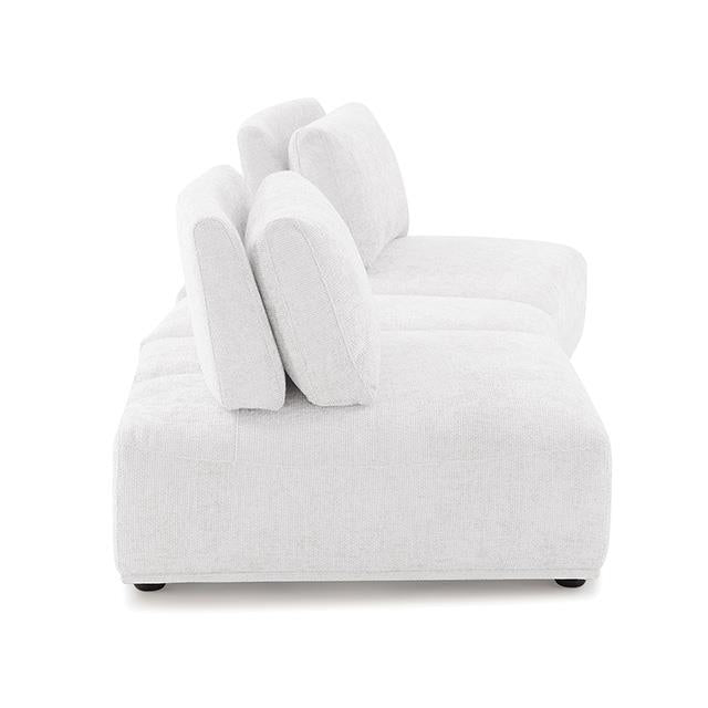  Furniture of America Stavanger FM63001WH-D Curved 2-Seater with Ottoman IMAGE 1