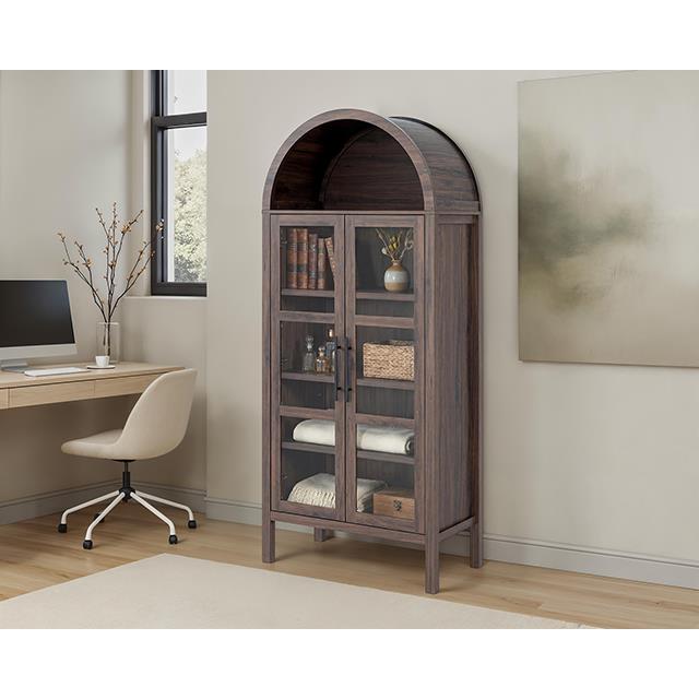  Furniture of America Gateshead SL-AC8001WN-3A Arched Cabinet IMAGE 1