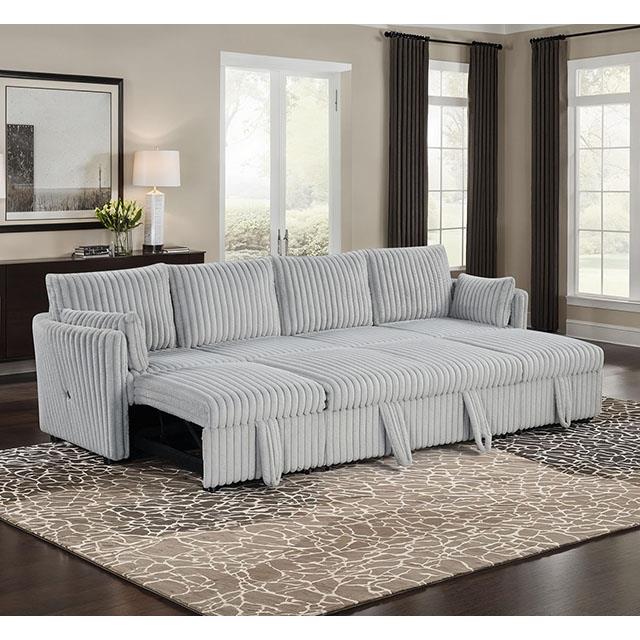  Furniture of America Denholme SL64002GY-SECT U-Sectional with Pull Out IMAGE 1