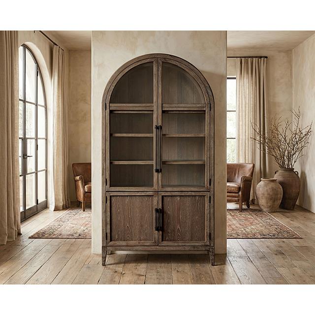  Furniture of America Minster FM-AC8029AK Arched Cabinet IMAGE 1