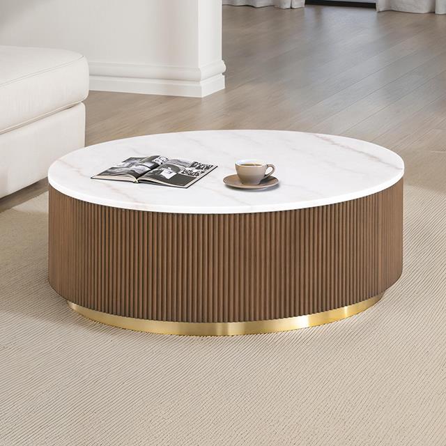  Furniture of America Virden FM47000BR-CR Round Cocktail Table IMAGE 1