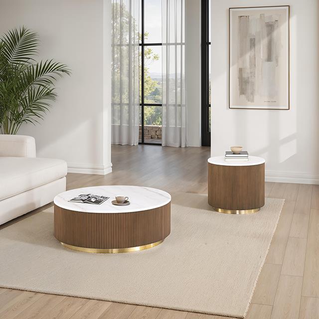  Furniture of America Virden FM47000BR-CR Round Cocktail Table IMAGE 1