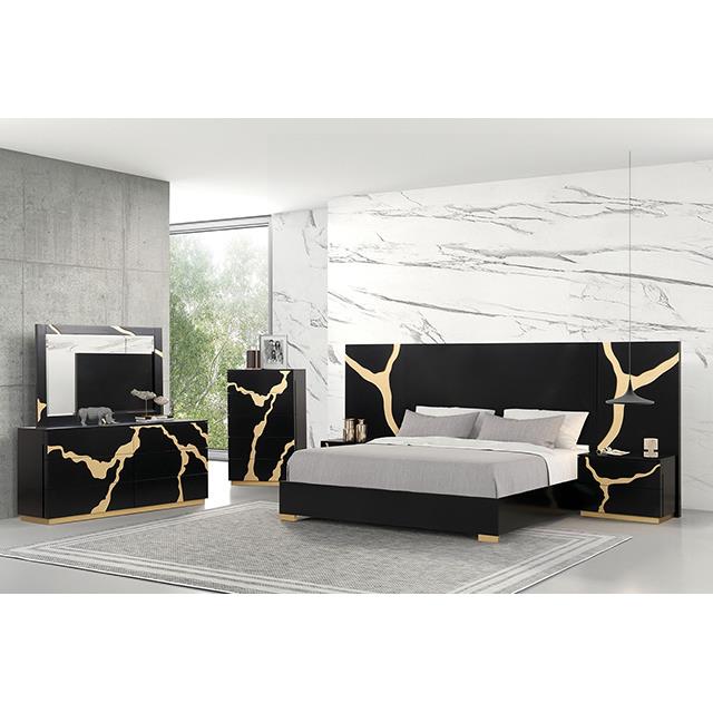  Furniture of America Goldsberg FM7425BK-EK-WP-BED King Bed with Wall Panels IMAGE 1