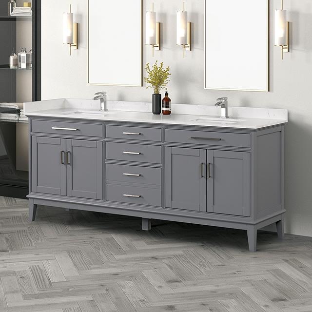  Furniture of America Oliva TM-CT006WH-80+06GY Vanity Set IMAGE 1