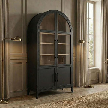  Furniture of America Minster FM-AC8029BK Arched Cabinet IMAGE 1