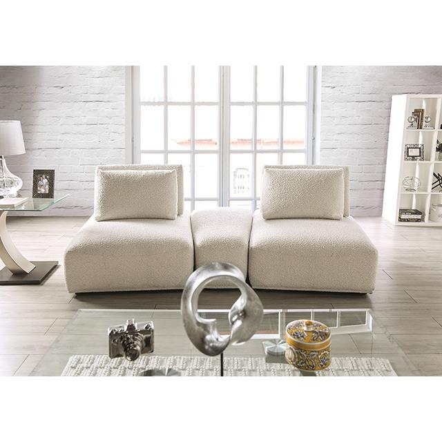  Furniture of America Stavanger FM63001BG-D Curved 2-Seater with Ottoman IMAGE 1