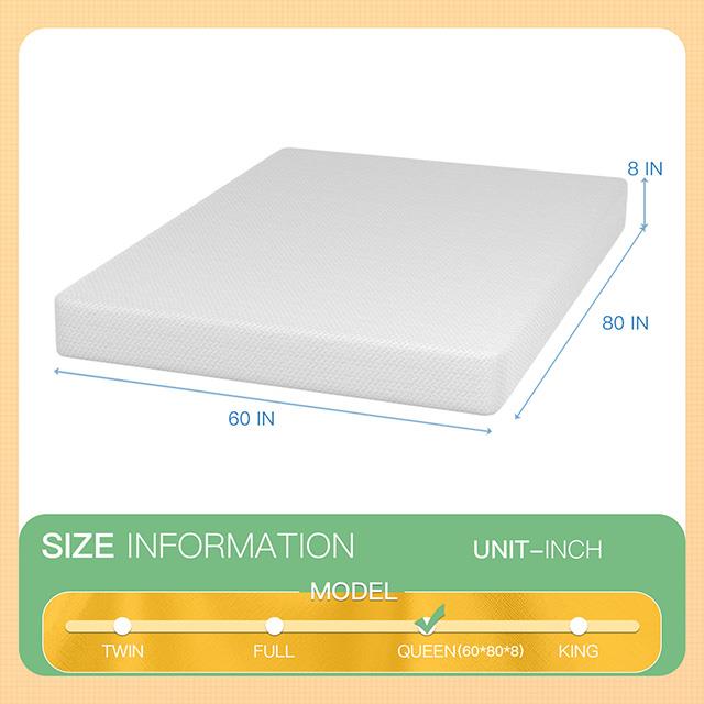  Furniture of America Forsythia DM708-Q 8" Queen Green Tea Gel Memory Foam IMAGE 1