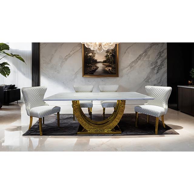  Furniture of America Portanova FM33003GD-T-7PC-15BK 7 Pc Dining Table Set IMAGE 2