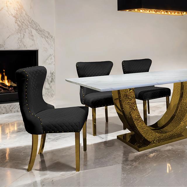  Furniture of America Portanova FM33003GD-T-7PC-15BK 7 Pc Dining Table Set IMAGE 3