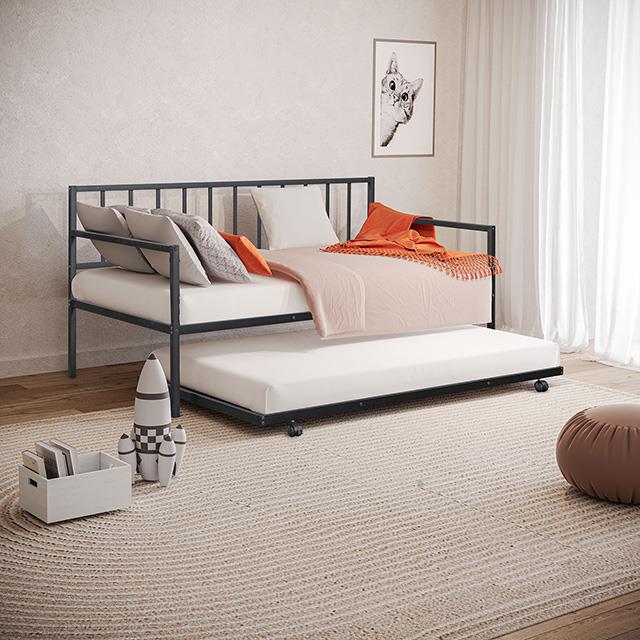  Furniture of America Harmon FM1001BK Metal Daybed IMAGE 1