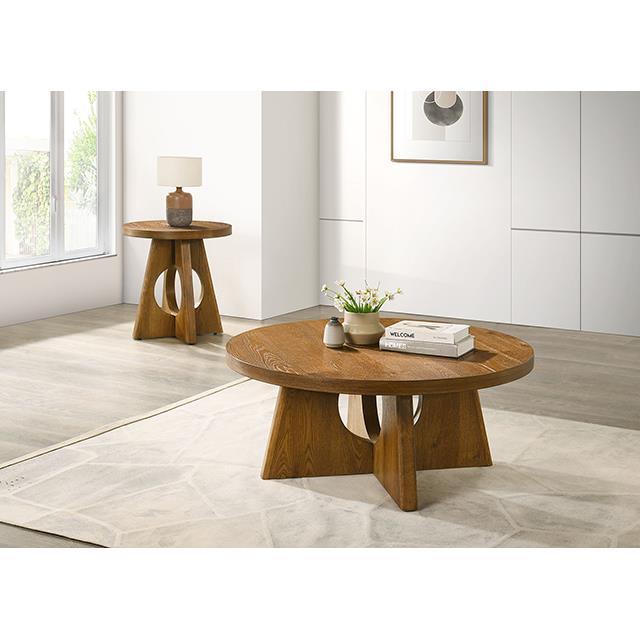  Furniture of America Olgod FM4223WN-CR Round Coffee Table IMAGE 1