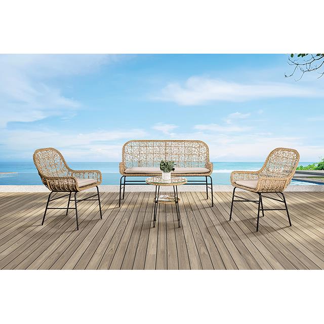  Furniture of America Zalika FM80010NT-T-4PC-BN 4 Pc Conversation Set IMAGE 1