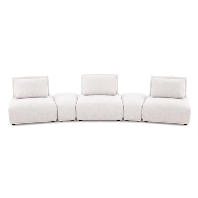  Furniture of America Stavanger FM63001WH-G Curved 3-Seater IMAGE 1