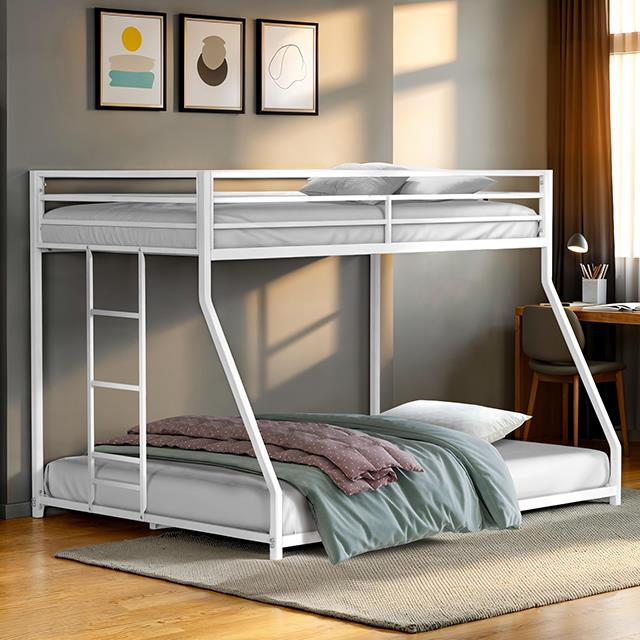  Furniture of America Rothwell FM-BK1200WH-TF Twin/Full Metal Bunk Bed IMAGE 1