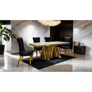  Furniture of America Basilicata FM33001GD-T-7PC-13GY 7 Pc Dining Table Set IMAGE 1