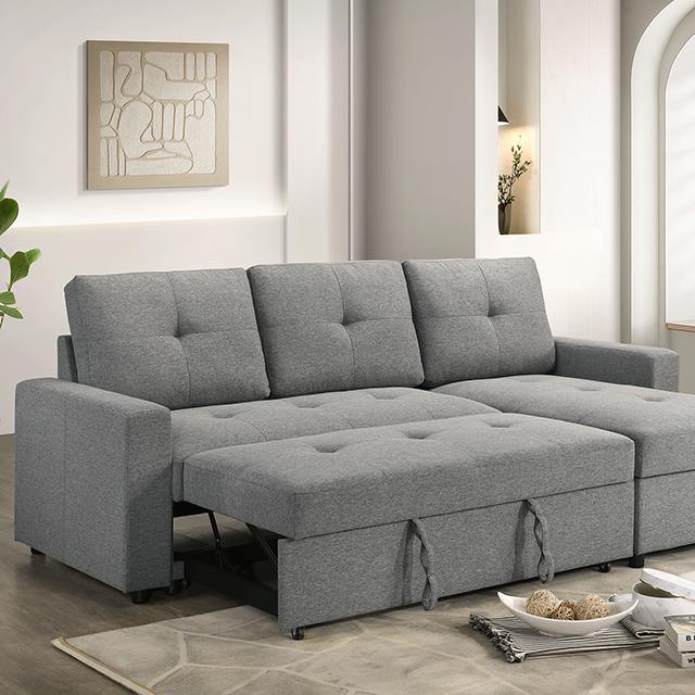  Furniture of America Giorgi FM6920GY-PK Sectional with Pullout IMAGE 1