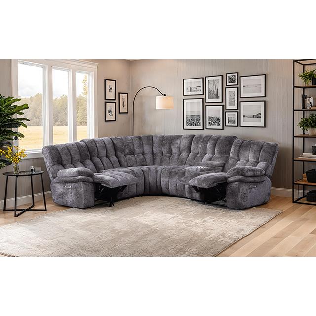  Furniture of America Hieronymus FM64001DG-SECT-PM Power Sectional IMAGE 1