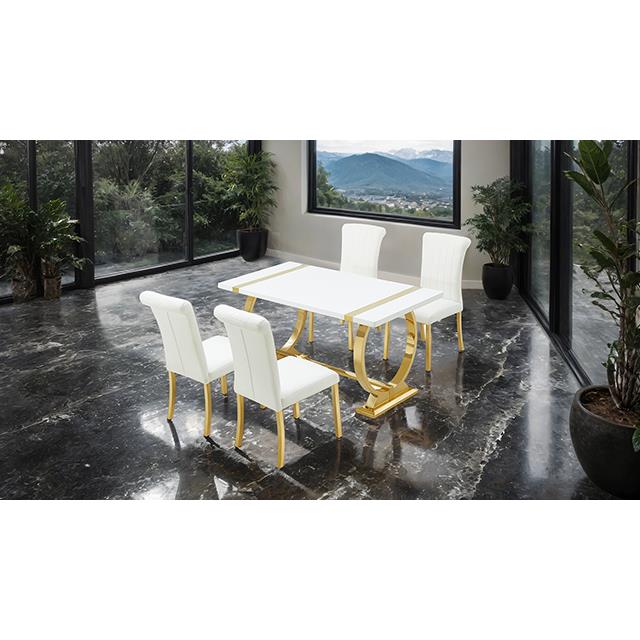  Furniture of America Holstebro FM37007GD-T-5PC-07GW 5 Pc 60" Dining Table Set IMAGE 1