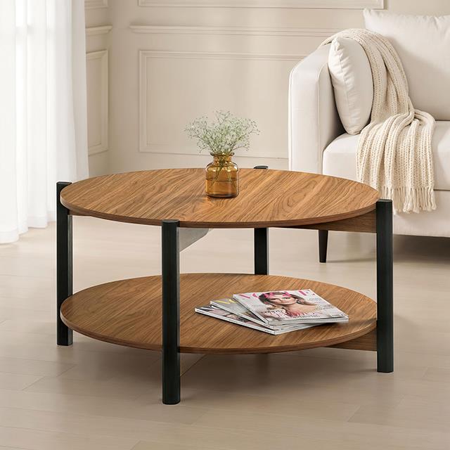  Furniture of America Hyde SL4200WN-CR Round Coffee Table IMAGE 1