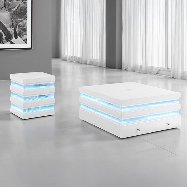  Furniture of America Maloy FM47008WH-CS Rectangular Cocktail Table IMAGE 1