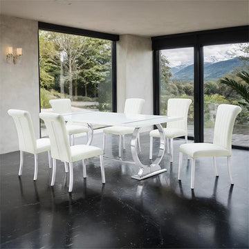  Furniture of America Holbaek FM37008SV-T-5PC-07SW 5 Pc 80" Dining Table Set IMAGE 1