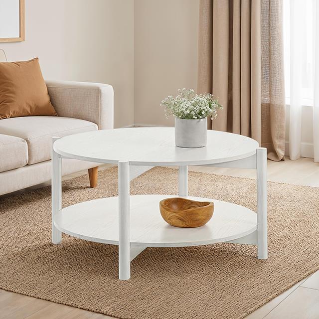  Furniture of America Hyde SL4200WH-CR Round Coffee Table IMAGE 1
