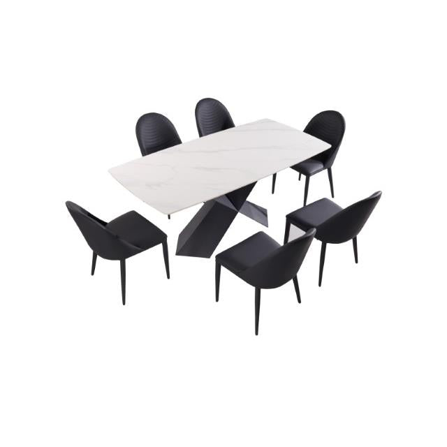  Furniture of America Lenvik FM3700BK-T-7PC 7 Pc Dining Table Set IMAGE 4