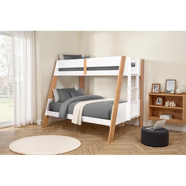  Furniture of America Delbin FM-BK202WH-TF-BED Twin/Full Bunk Bed IMAGE 1