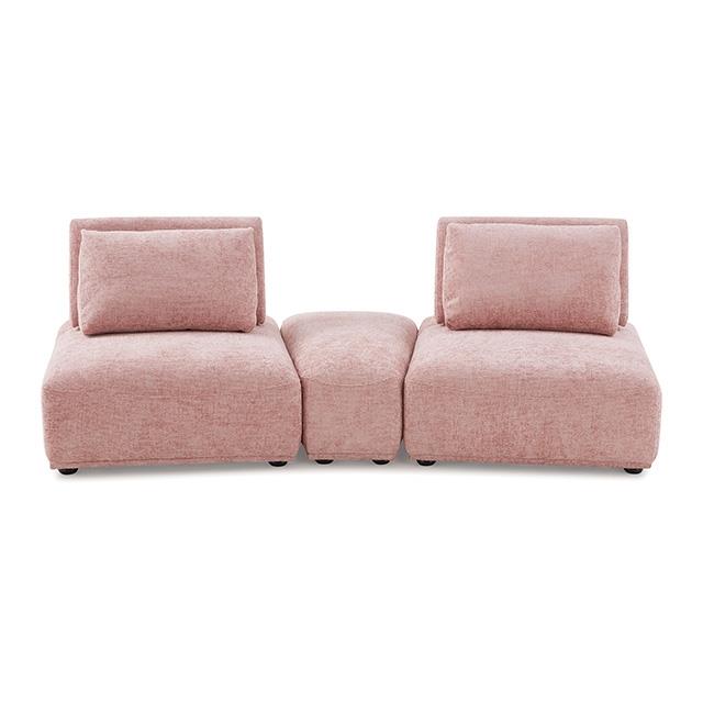  Furniture of America Stavanger FM63001PK-D Curved 2-Seater with Ottoman IMAGE 1