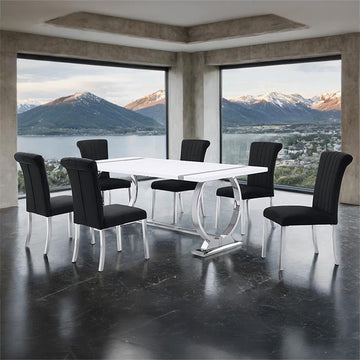  Furniture of America Holbaek FM37008SV-T-7PC-07SB 7 Pc 80" Dining Table Set IMAGE 1