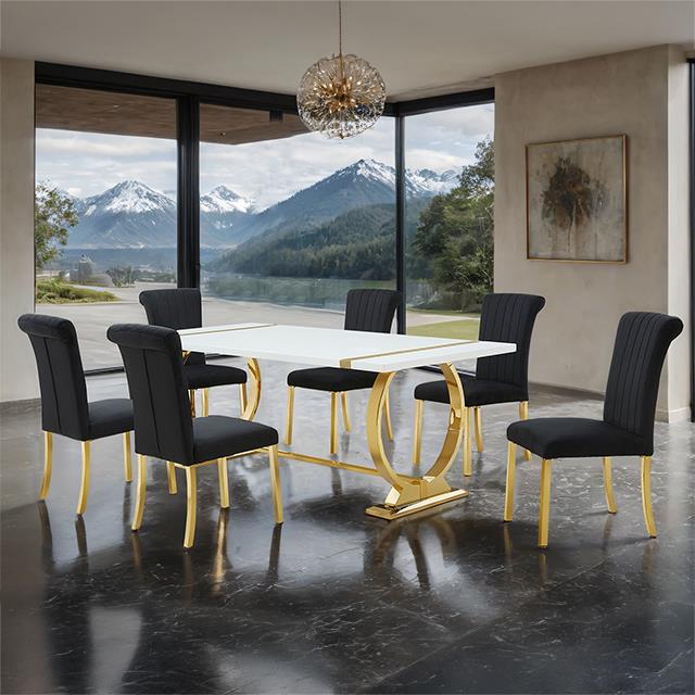  Furniture of America Holbaek FM37008GD-T-5PC-07GB 5 Pc 80" Dining Table Set IMAGE 1